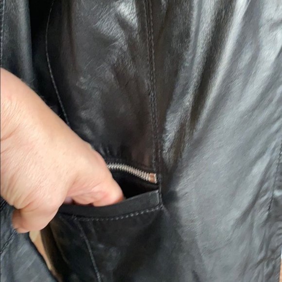 Laundry black genuine leather moto biker jacket size M - Picture 8 of 10